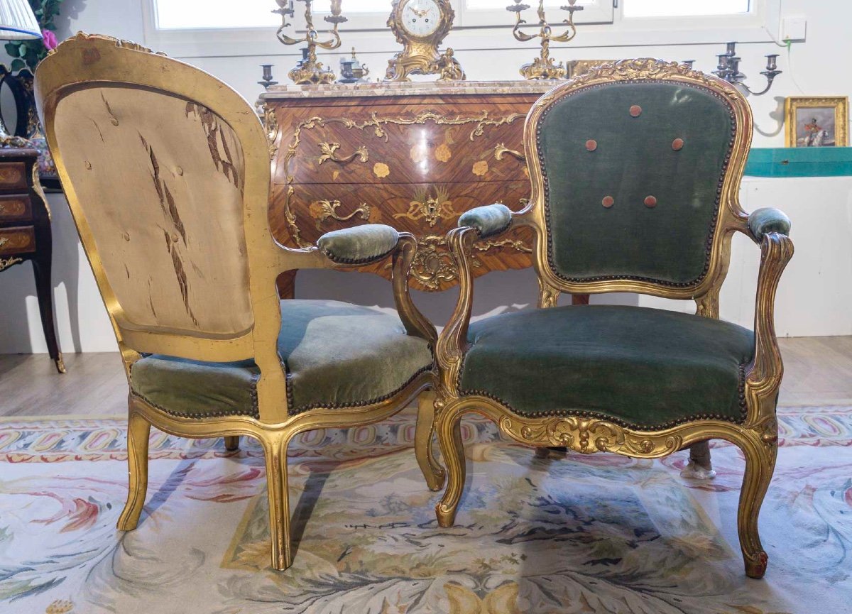 A Carved And Gilded Wood Salon Suite, Late 19th Century -photo-4