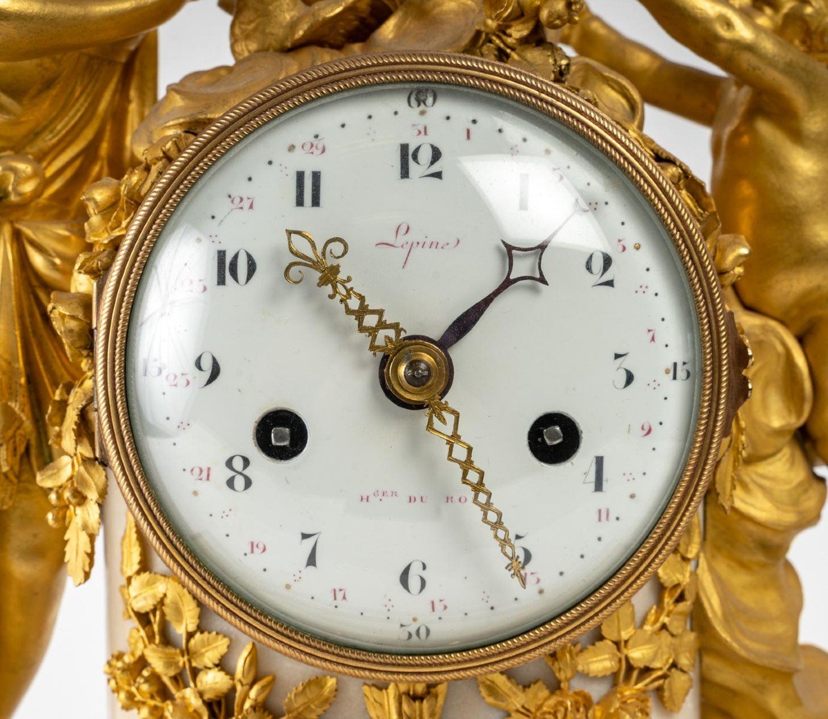 A Gilt Bronze And White Marble Clock Eighteenth Century-photo-3