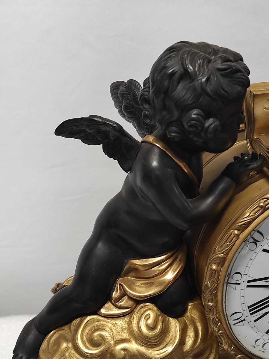  Beautiful Gilt Bronze Clock With Brown Patina XIXthe Century -photo-2