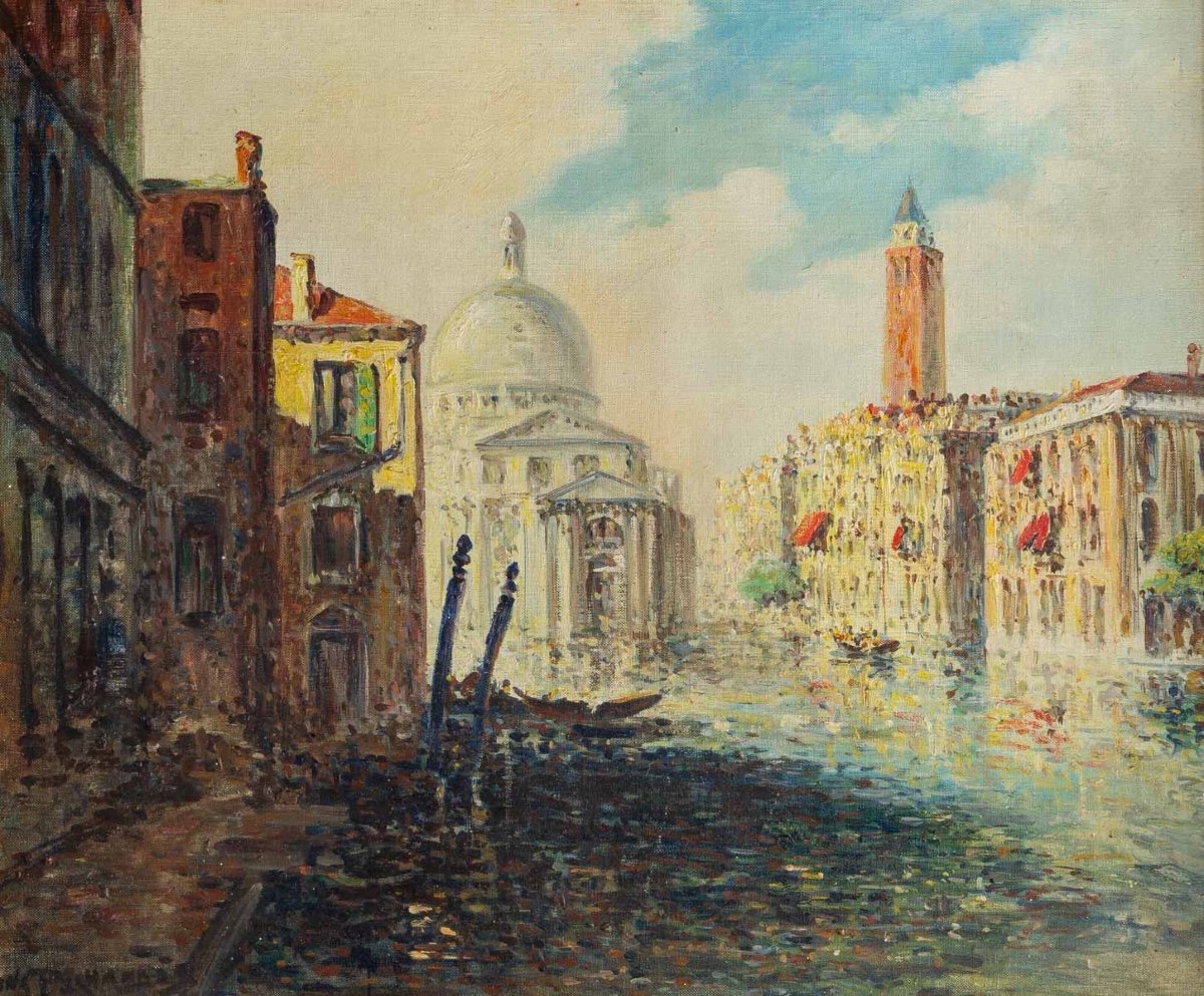 Oil On Canvas View Of Venice Late Nineteenth Century-photo-2