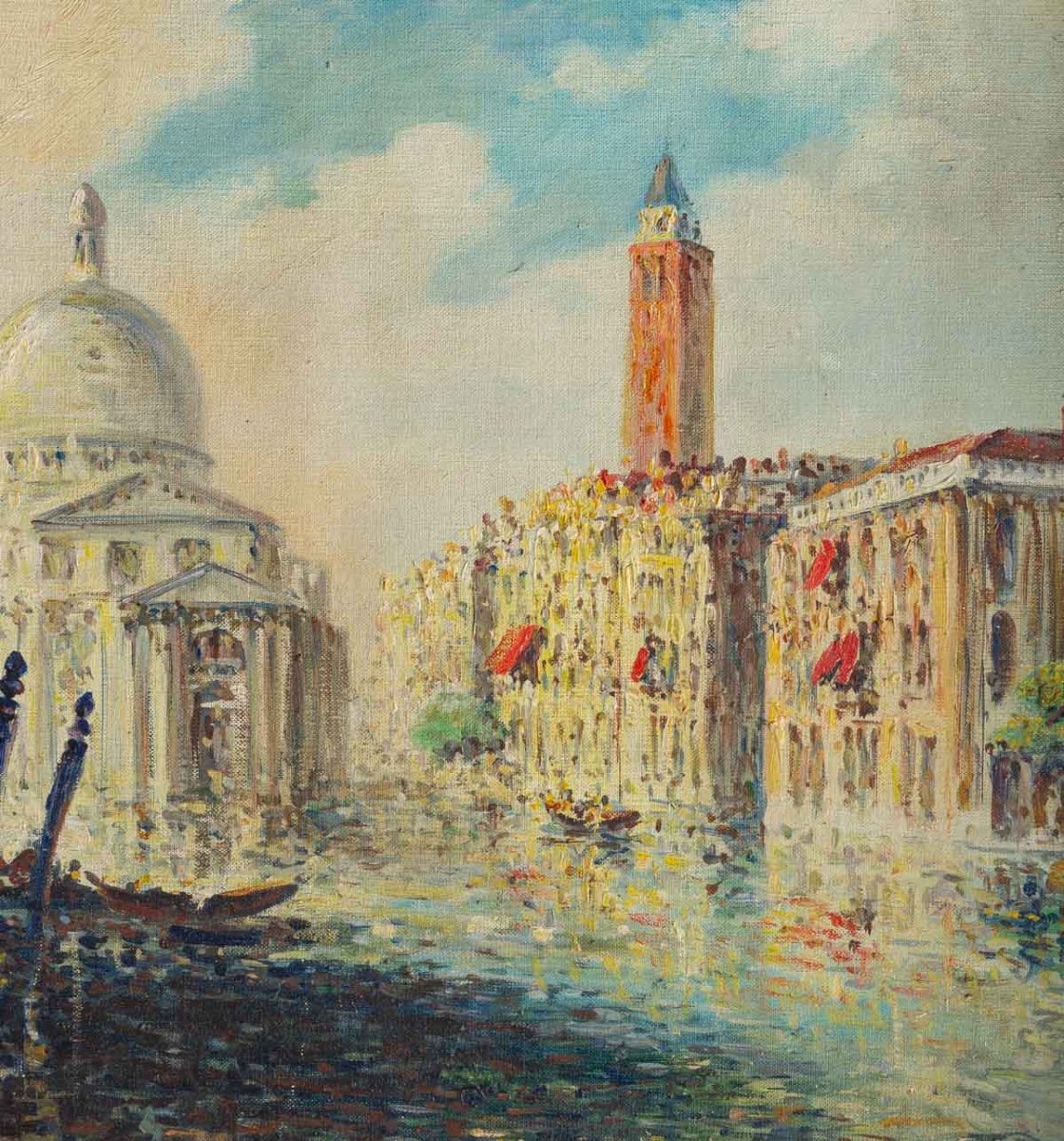 Oil On Canvas View Of Venice Late Nineteenth Century-photo-3