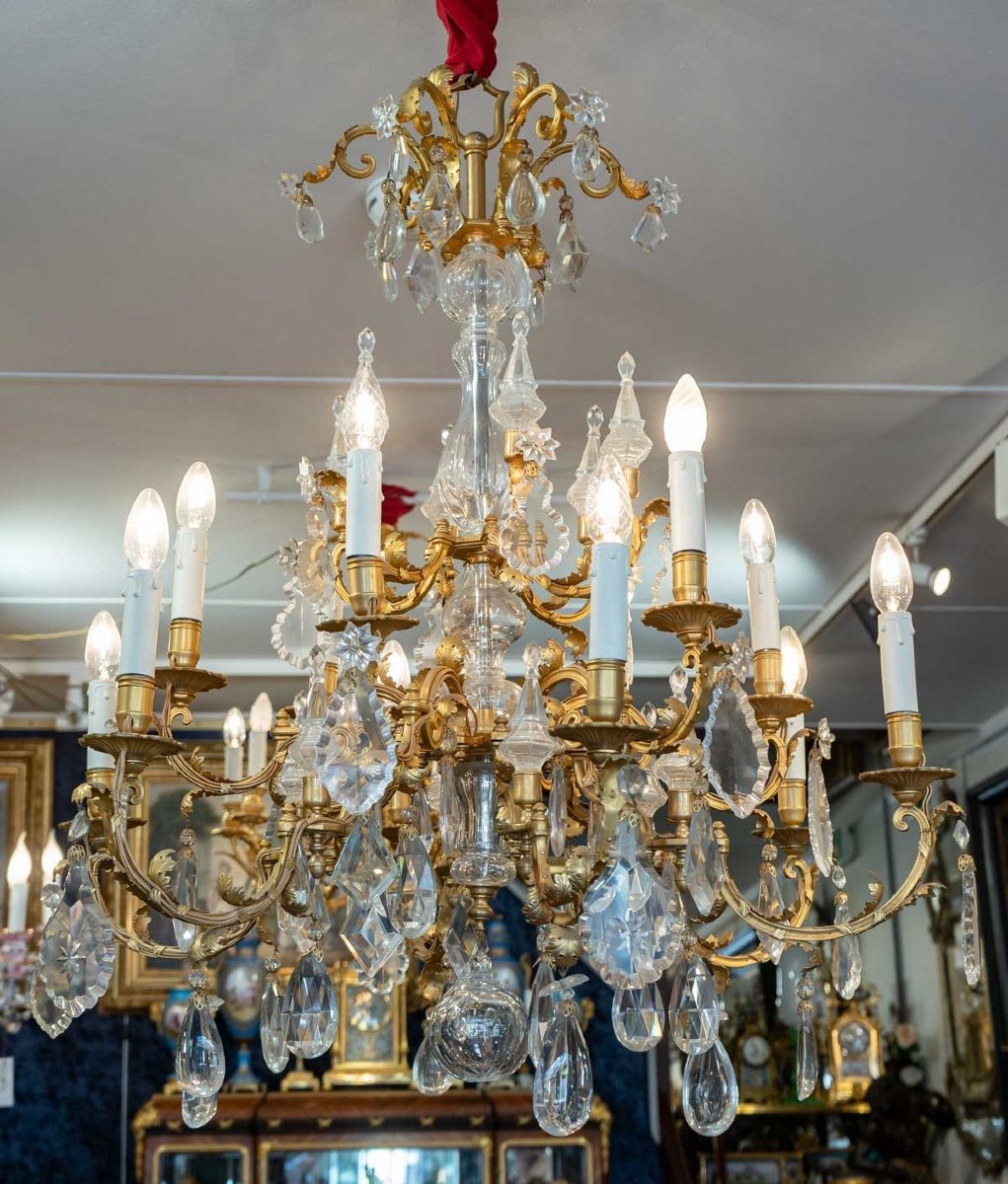 A Gilt Bronze And Baccarat Crystal Chandelier Late 19th Century