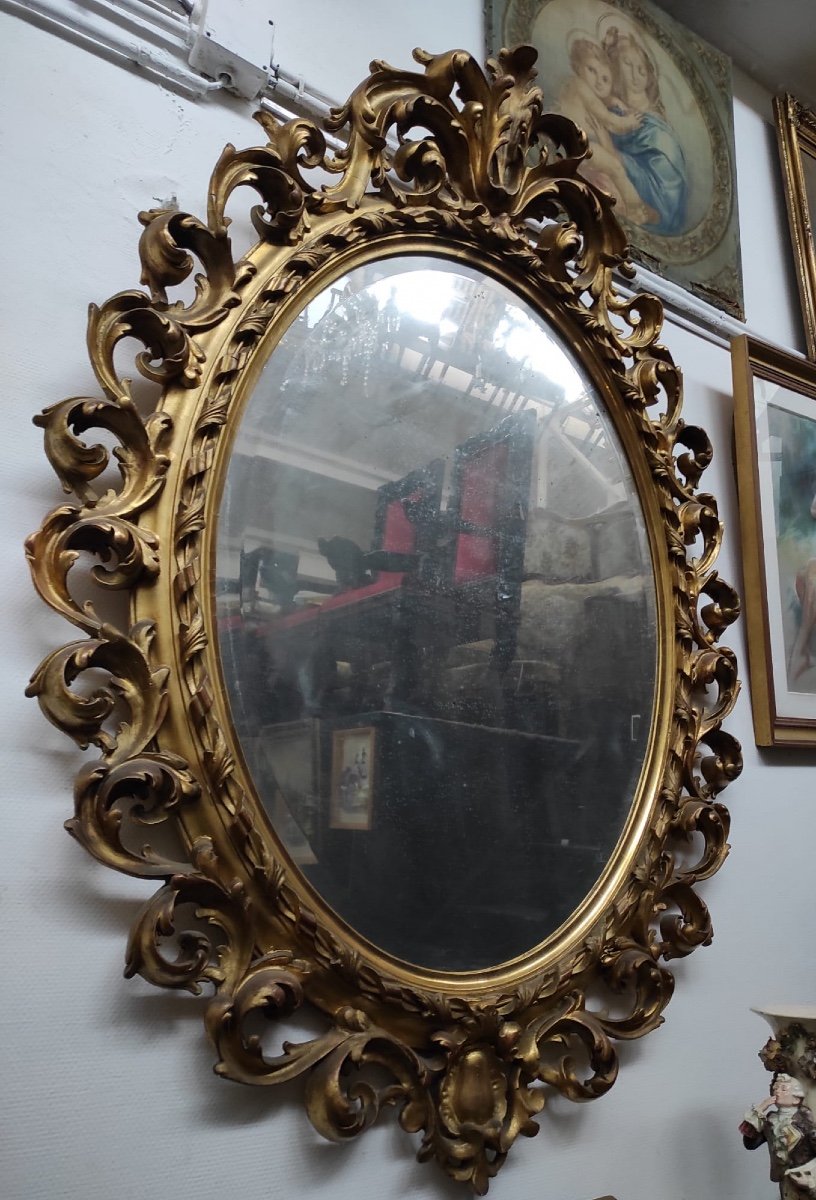 Mirror In Carved And Gilded Wood Late Nineteenth Century-photo-3