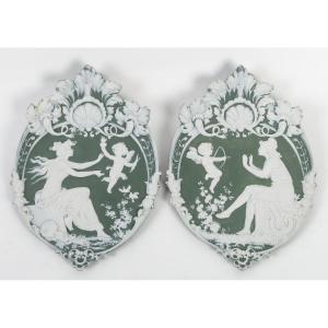 A Pair Of Porcelain Wedgwood Style Plates Late Nineteenth Century