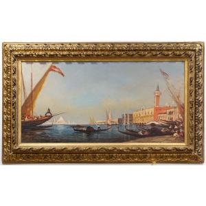 Venice Oil On Panel Late 19th Century