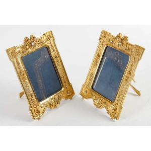 A Pair Of Gilt Bronze Photo Frames Late 19th Century 