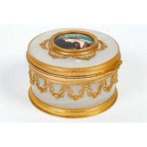 An Alabaster And Gilt Bronze Jewelry Box Late 19th Century 