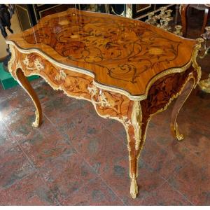 Beautiful Louis XV Style Writing Table (reader) Inlaid Late 19th Century