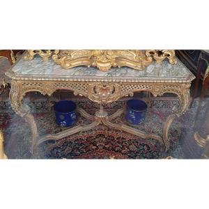 A Late 19th Century Carved And Gilded Wooden Center Table 