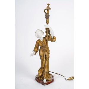 An Art Nouveau Lamp Sculpture Geisha 