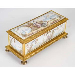 19th Century Enamel And Gilt Bronze Jewelry Box 