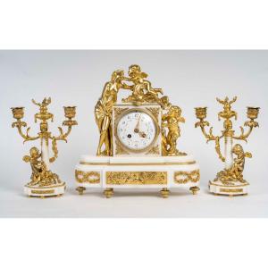 A Gilt Bronze And White Marble Trim, 19th Century 