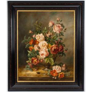 A Flower Painting Oil On Canvas, In The Flemish Taste, Late 19th Century 