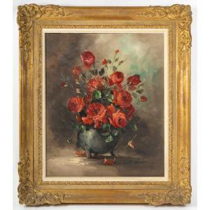 A Flower Painting, Oil On Canvas,  Early 20th Century 