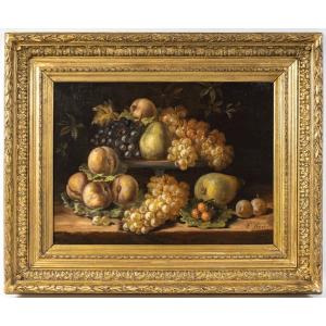 Un Tableau nature morte aux fruits, Huile Sur Toile F.KOCH