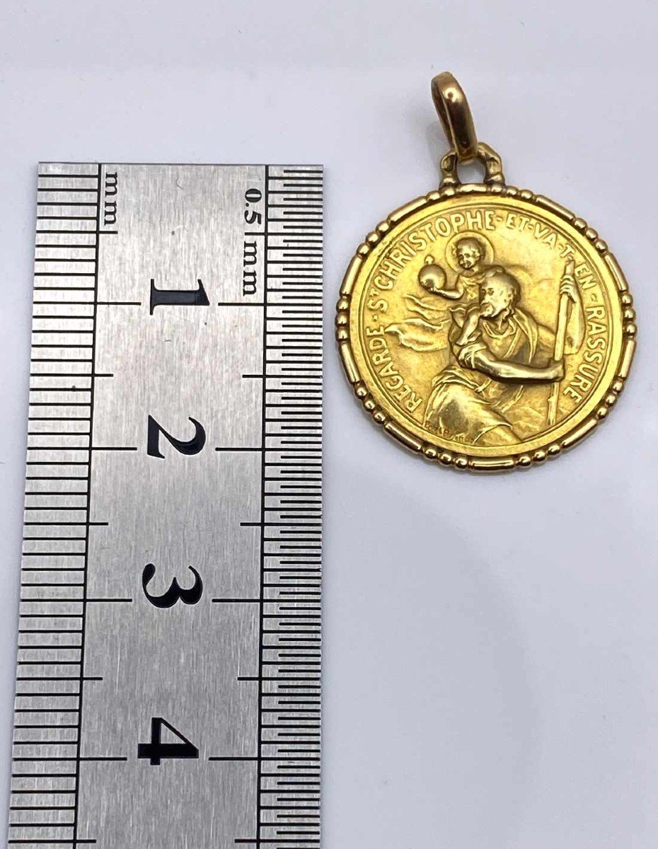 Vintage Yellow Gold Saint Christopher Medal-photo-1