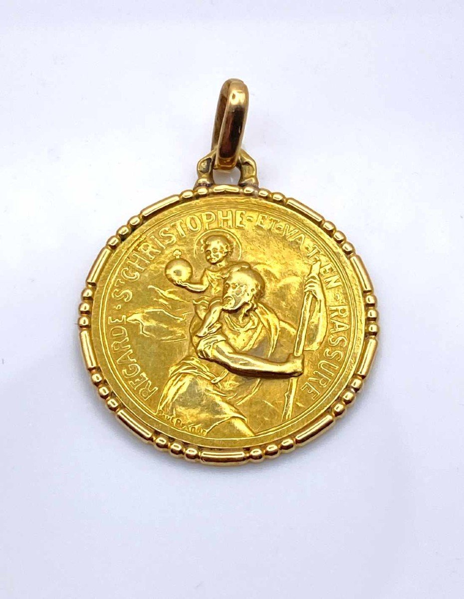 Vintage Yellow Gold Saint Christopher Medal