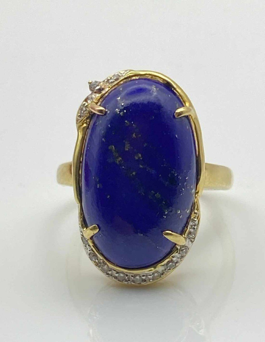 Antique Yellow Gold, Lapis Lazuli & Diamond Ring