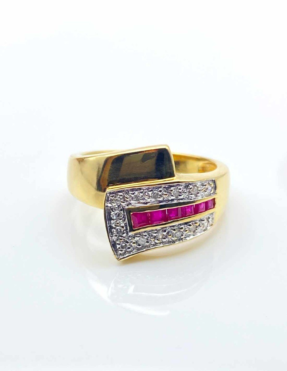 Gold, Ruby & Diamond Belt Ring-photo-2