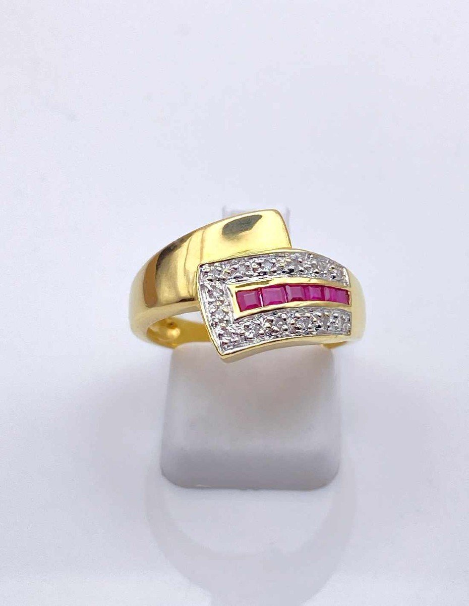 Gold, Ruby & Diamond Belt Ring-photo-3