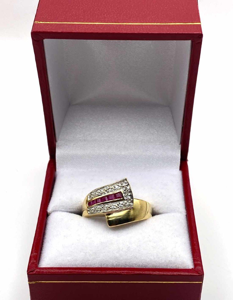 Gold, Ruby & Diamond Belt Ring-photo-4