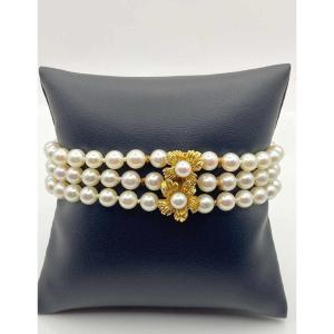 Bracelet Perles De Cuture Fermoir Or