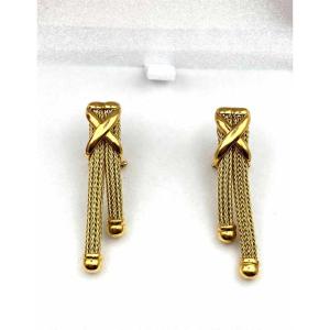 Vintage Yellow Gold Fishnet Earrings