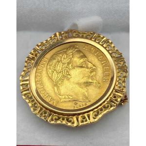 Napoleon Gold Coin Mounted Brooch / Pendant