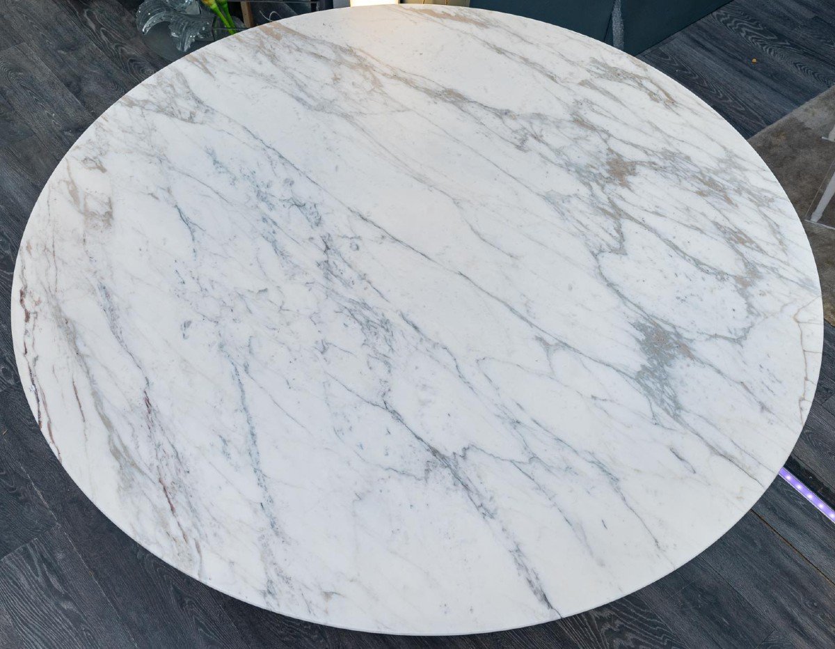 Knoll International And Eero Saarinen: Circular Marble Top Dining Table-photo-2