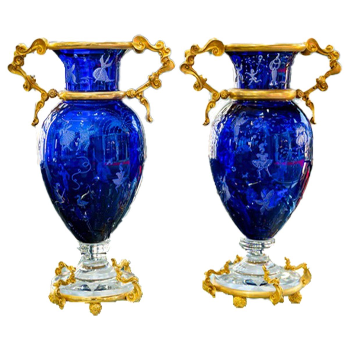 Baccarat And Jean Boggio Designer 1998 : Pair Of Vases