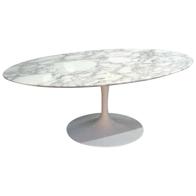 Knoll & Eero Saarinen "tulip" Oval Table, 198x121cm Calacatta Marble