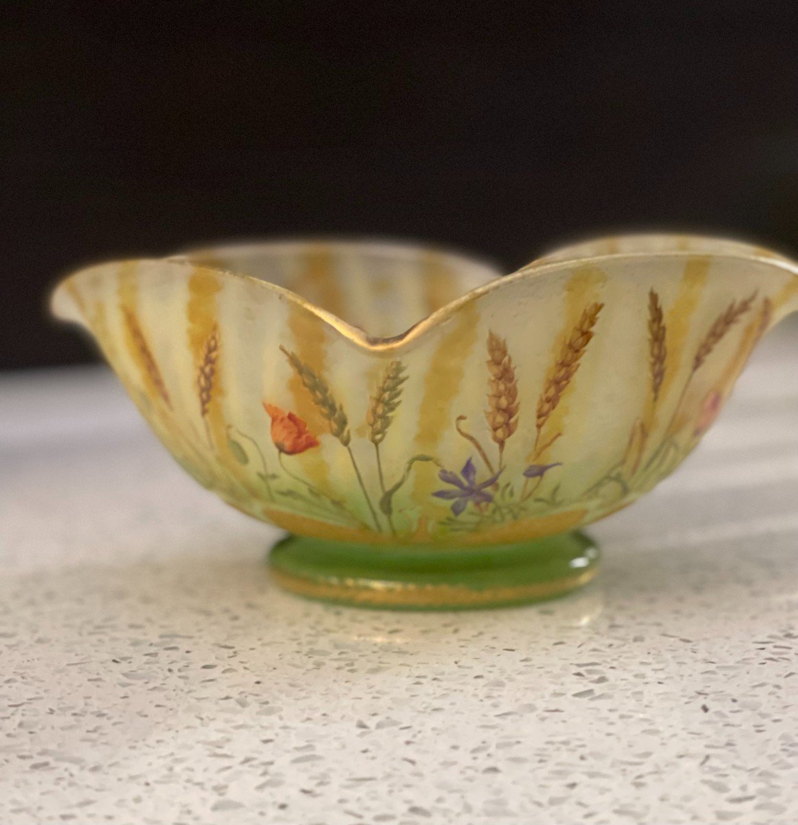 Daum Enamel Bowl Wheat And Poppies Circa 1910-photo-3