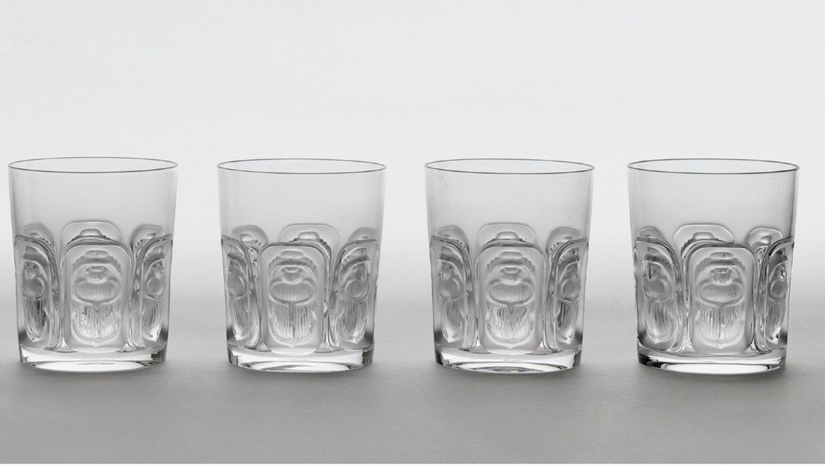 Lalique France: Set Of 12 “khépri” Glasses-photo-3