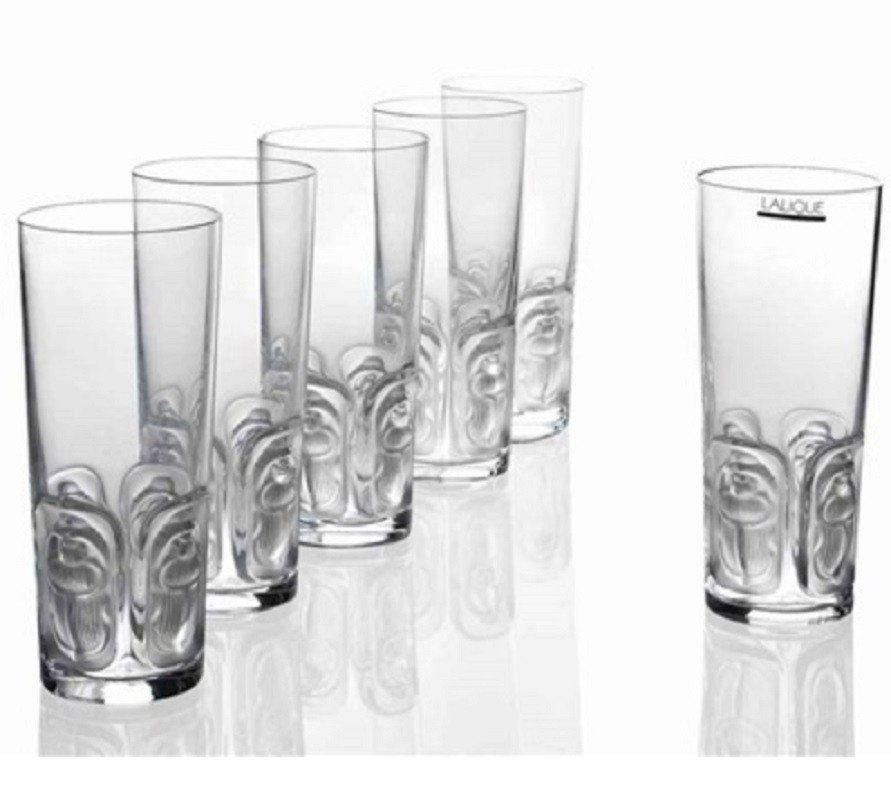 Lalique France: Set Of 12 “khépri” Glasses-photo-4