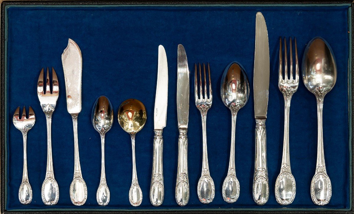 Tallois And Lagrifoul, Sterling Silver Cutlery Set 252 Pieces-photo-8