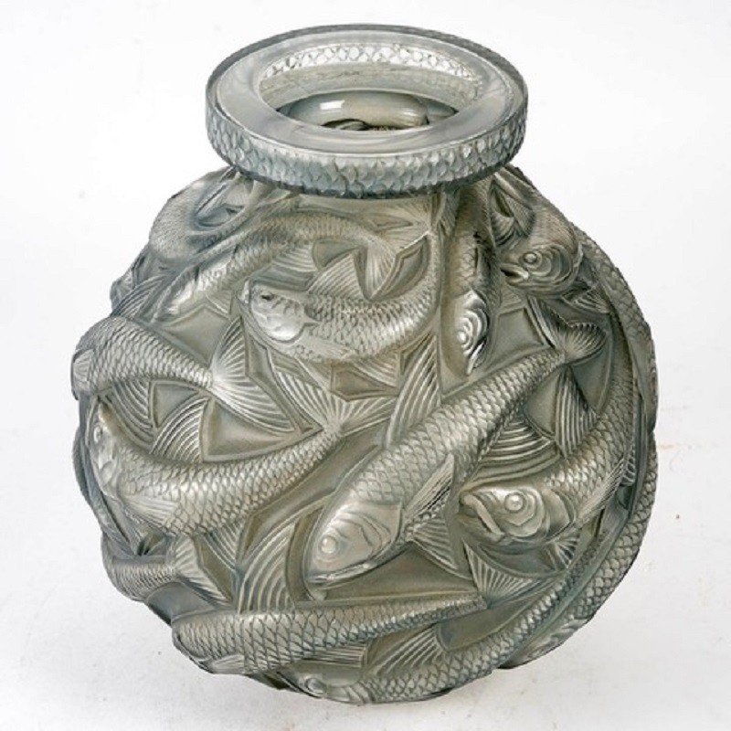 René Lalique: 'salmonidae' Vase 1928-photo-3