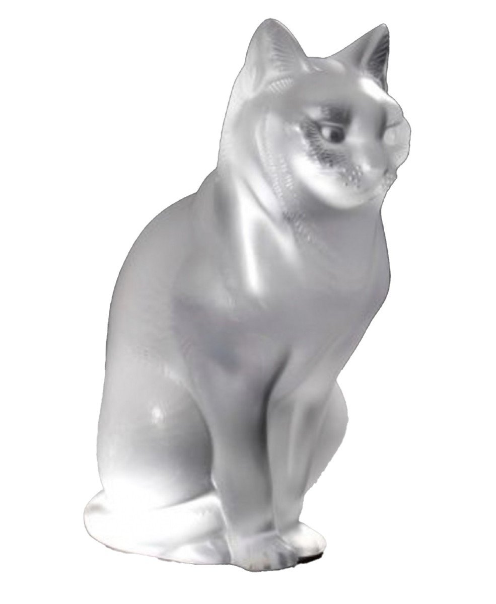 Lalique France : "Chat Assis" en cristal