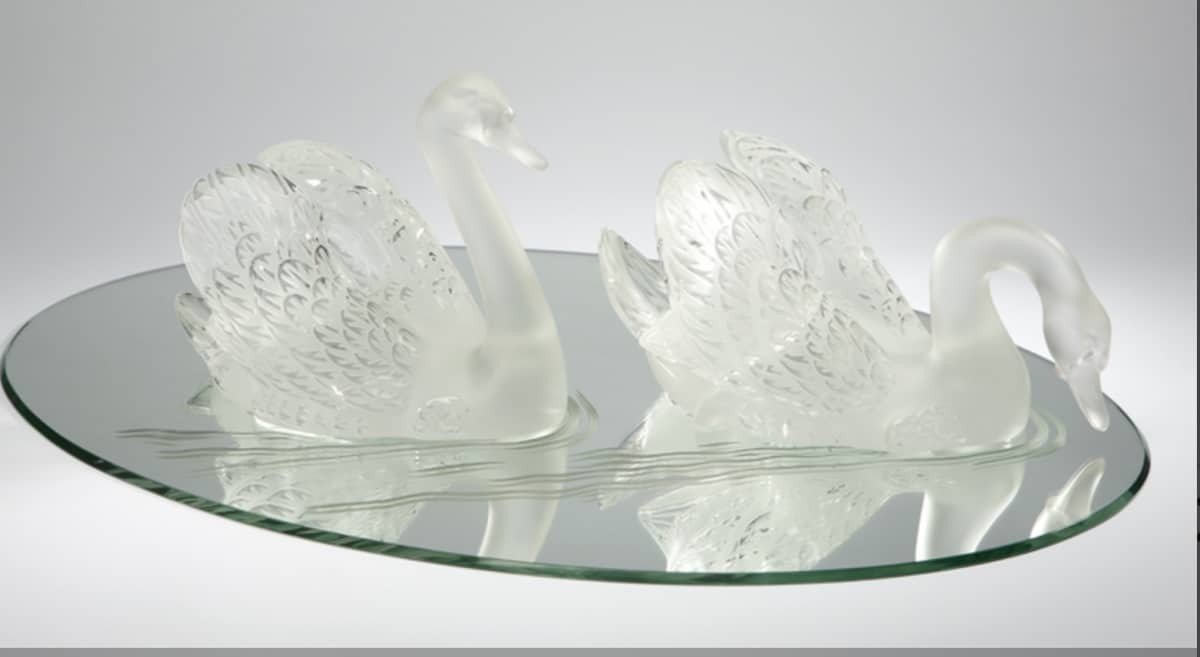 René Lalique : Especially Of Table "mirror Swans"-photo-2