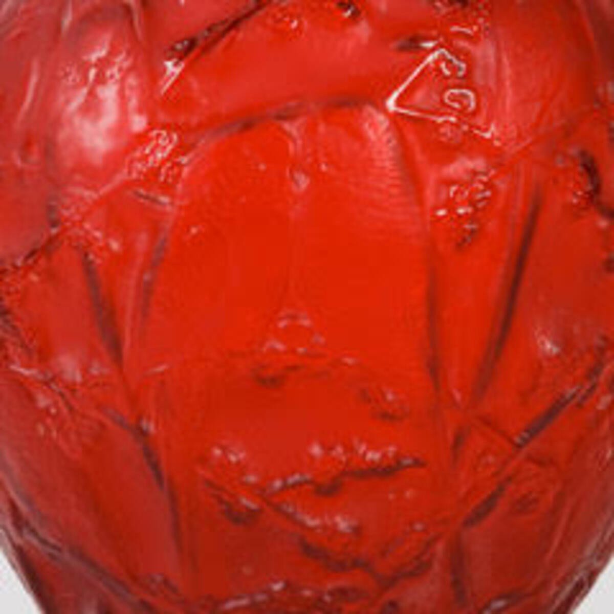 René Lalique: “parakeets” Vase Tinted Red”-photo-1