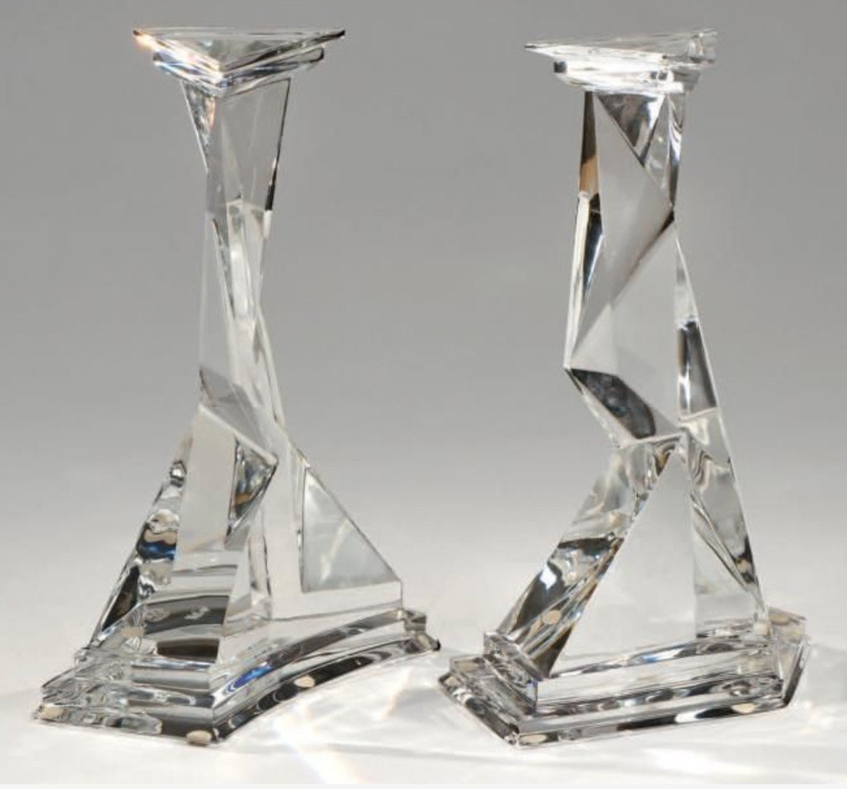 Salvador Dali 1904 - 1989 Castor And Pollux Baccarat Crystal Candlesticks-photo-2