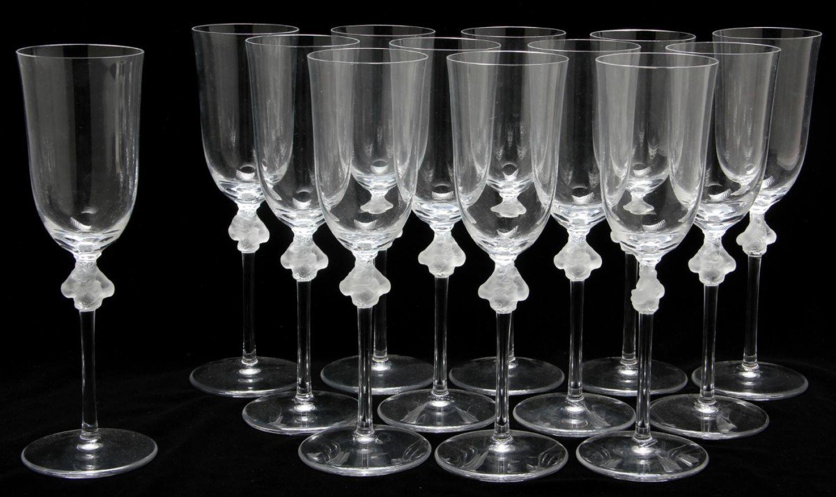 Lalique France Cristal ,service “roxanne”, 48 Pieces 1968-photo-3