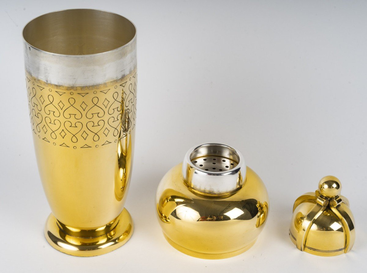 Tetard Frères - Shaker In Vermeil 20th Century Art Deco-photo-3