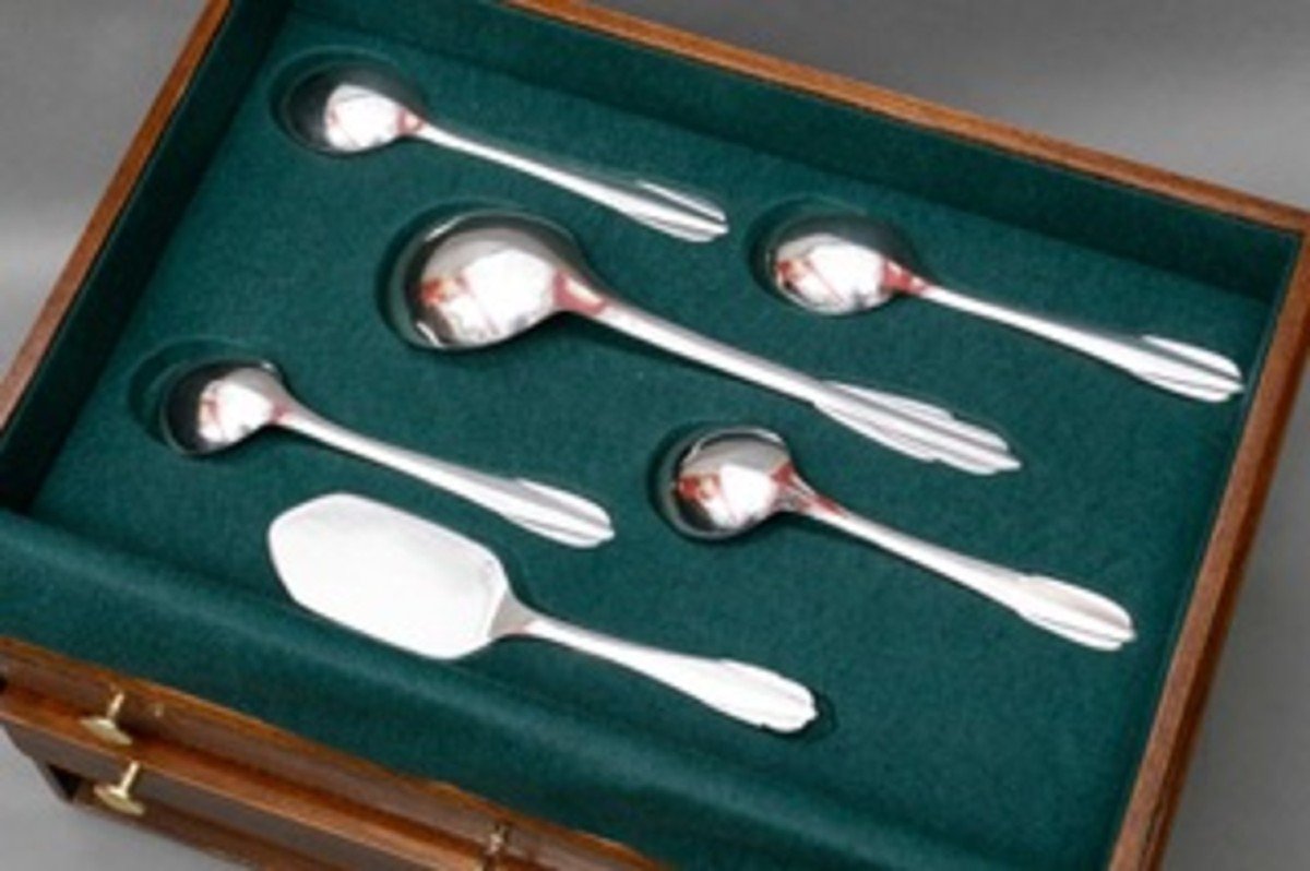 Fjerdingstad - 78 Piece Solid Silver Art Deco Household Set-photo-4