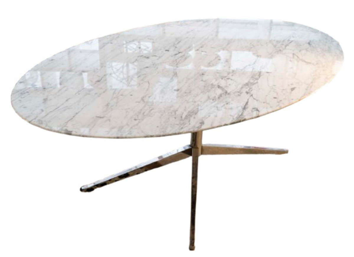 Florence Knoll, Arabescato Oval Table - Marble And Chromed Steel