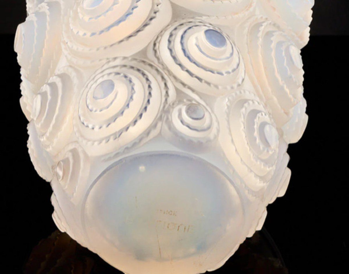 René Lalique, vase "spirales" Verre  Opalescent.-photo-2