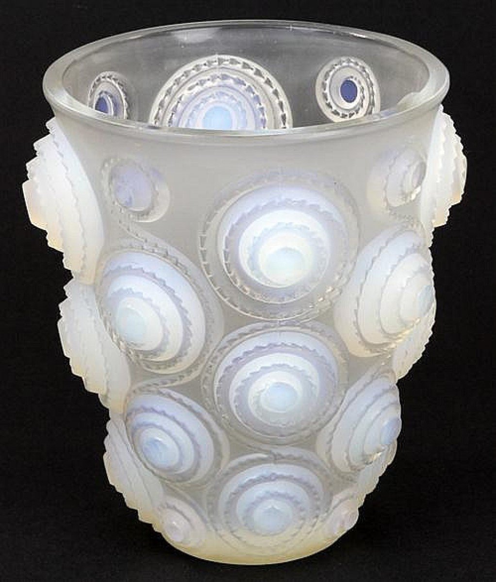 René Lalique, vase "spirales" Verre  Opalescent.-photo-3