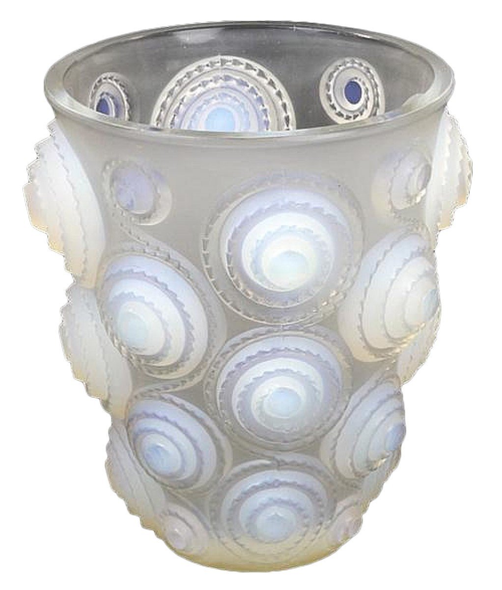 René Lalique, vase "spirales" Verre  Opalescent.