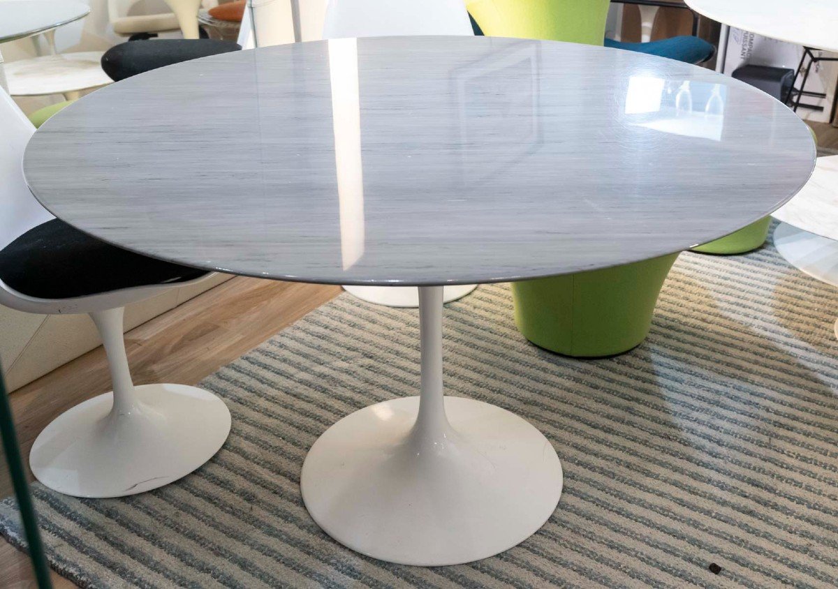 Eero Saarinen & Knoll International Table 120 Cm Marbre Gris-photo-4