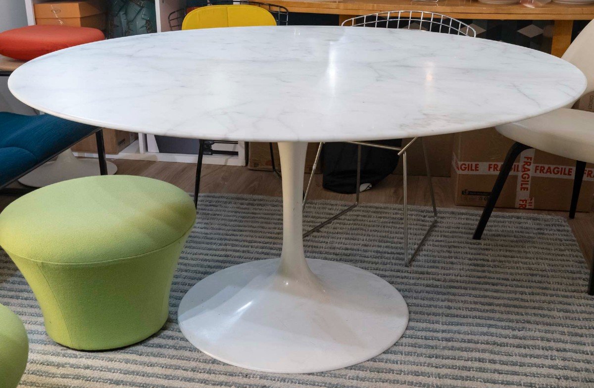 Eero Saarinen Knoll International « Tulip » Table Calacatta 137 Cm 