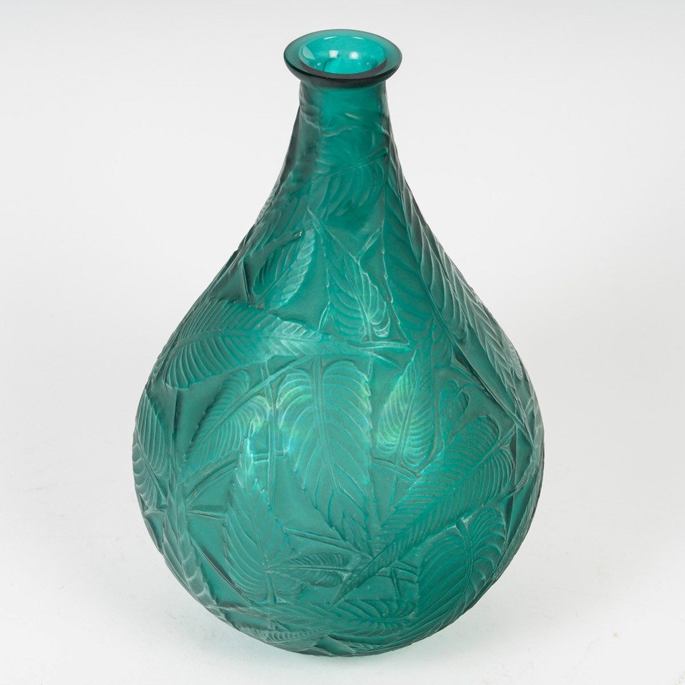 René Lalique -1923- Vase "sauge" Teinté Vert émeraude -photo-3